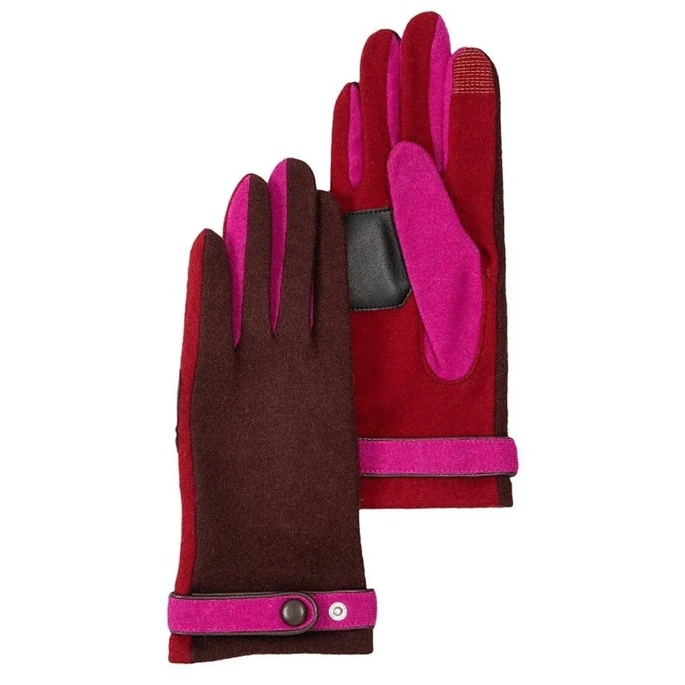 Echo Women Tech Gloves XL Wool Cashmere Burgundy Fuchsia Cozy Winter Warm NWT